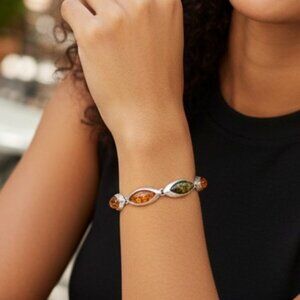 Vintage Baltic Amber SS Bracelet